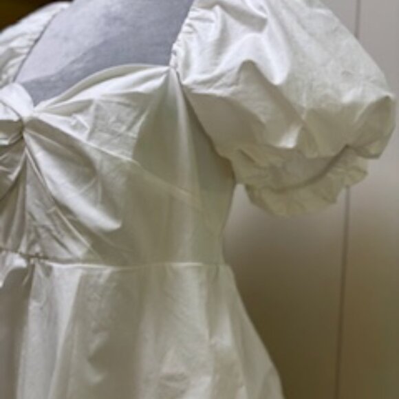 White cotton tiered dress with tiers and sleeves by Mumu size XXL - Picture 3 of 7